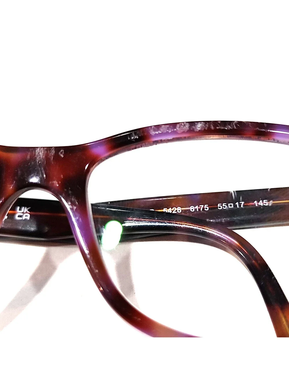 Ray Ban RB5428 8175 Scratched Purple Tortoise Square Eyeglasses 55-17 145 Read